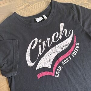 Cinch Womens Small Black Short Sleeve Crewneck Graphic Print Short Sleeve TShirt